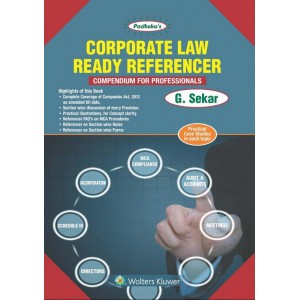 Padhuka's Corporate Law Ready Referencer Compendium for Professionals by G. Sekar | Wolters Kluwer